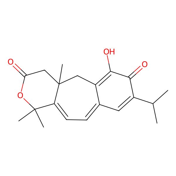 2D Structure of (3S)-15-hydroxy-3,7,7-trimethyl-13-propan-2-yl-6-oxatricyclo[9.4.0.03,8]pentadeca-1(15),8,10,12-tetraene-5,14-dione