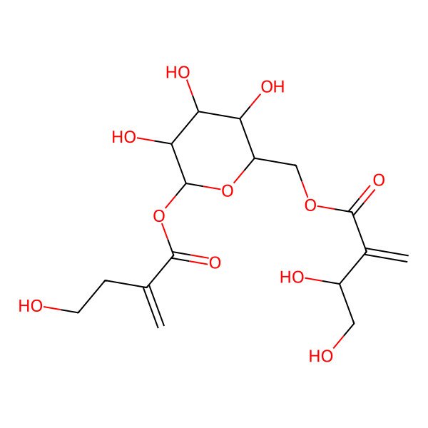2D Structure of [(2R,3S,4S,5R,6S)-3,4,5-trihydroxy-6-(4-hydroxy-2-methylidenebutanoyl)oxyoxan-2-yl]methyl (3S)-3,4-dihydroxy-2-methylidenebutanoate