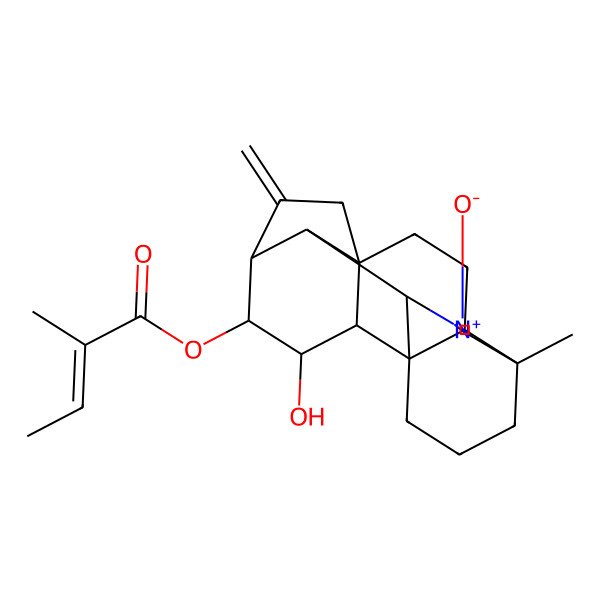 2D Structure of [(1R,4S,5S,9R,12R,13S,14R,15S,16S,17R)-16-hydroxy-9-methyl-19-methylidene-11-oxido-11-azoniahexacyclo[12.3.2.01,13.04,9.05,12.05,17]nonadec-10-en-15-yl] (E)-2-methylbut-2-enoate
