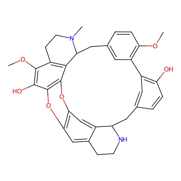 2D Structure of (8S,21S)-16,26-dimethoxy-22-methyl-29,31-dioxa-7,22-diazaoctacyclo[19.9.3.14,30.110,14.115,19.03,8.025,33.028,32]hexatriaconta-1(30),2,4(34),10(36),11,13,15,17,19(35),25(33),26,28(32)-dodecaene-13,27-diol