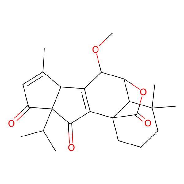 2D Structure of (1R,4S,8R,10S,11S,12S)-10-methoxy-7,13,13-trimethyl-4-propan-2-yl-18-oxapentacyclo[9.5.2.01,12.02,9.04,8]octadeca-2(9),6-diene-3,5,17-trione