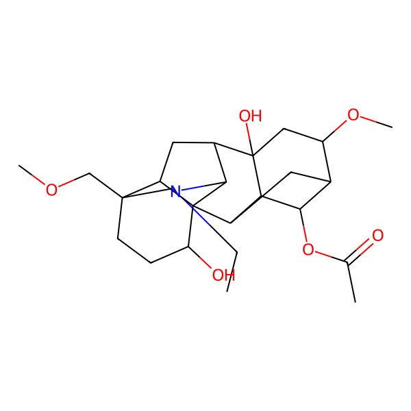 2D Structure of [(1R,2S,3S,4S,5S,6R,8R,9R,10S,13R,16R,17S)-11-ethyl-8,16-dihydroxy-6-methoxy-13-(methoxymethyl)-11-azahexacyclo[7.7.2.12,5.01,10.03,8.013,17]nonadecan-4-yl] acetate