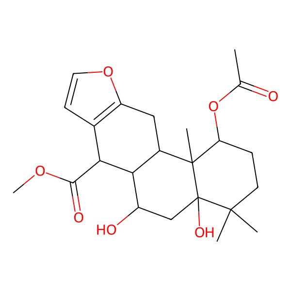 2D Structure of methyl 1-acetyloxy-4a,6-dihydroxy-4,4,11b-trimethyl-2,3,5,6,6a,7,11,11a-octahydro-1H-naphtho[2,1-f][1]benzofuran-7-carboxylate