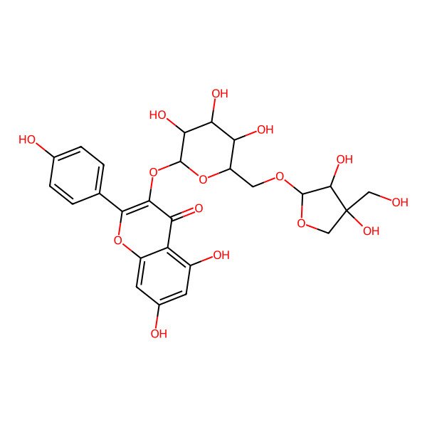 2D Structure of 3-[(2S,3R,4S,5S,6R)-6-[[(2R,3R,4R)-3,4-dihydroxy-4-(hydroxymethyl)oxolan-2-yl]oxymethyl]-3,4,5-trihydroxyoxan-2-yl]oxy-5,7-dihydroxy-2-(4-hydroxyphenyl)chromen-4-one