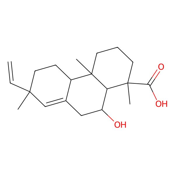 2D Structure of (1R,4aR,4bS,7R,10S,10aR)-7-ethenyl-10-hydroxy-1,4a,7-trimethyl-3,4,4b,5,6,9,10,10a-octahydro-2H-phenanthrene-1-carboxylic acid