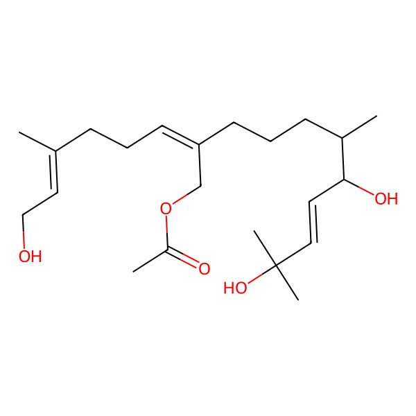 2D Structure of [7,10-Dihydroxy-2-(6-hydroxy-4-methylhex-4-enylidene)-6,10-dimethylundec-8-enyl] acetate