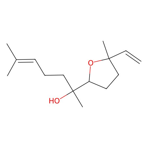 2D Structure of 7,10-Epoxy-2,6,10-trimethyl-dodeca-2,11-dien-6-ol B