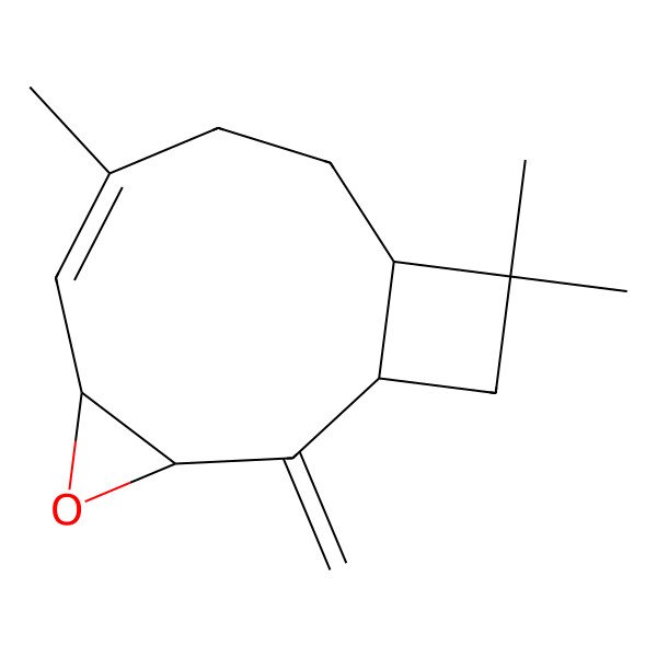 2D Structure of 7,11,11-Trimethyl-2-methylidene-4-oxatricyclo[8.2.0.03,5]dodec-6-ene