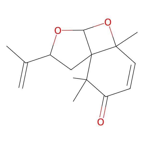 2D Structure of 7,11,11-Trimethyl-3-prop-1-en-2-yl-4,6-dioxatricyclo[5.4.0.01,5]undec-8-en-10-one