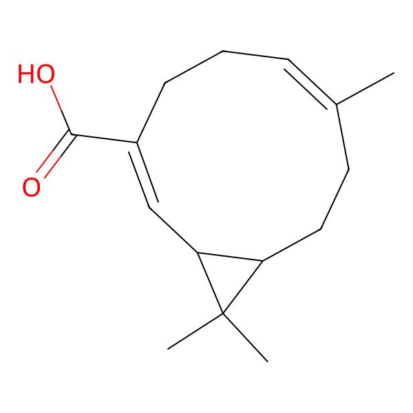 2D Structure of 7,11,11-Trimethylbicyclo[8.1.0]undeca-2,6-diene-3-carboxylic acid