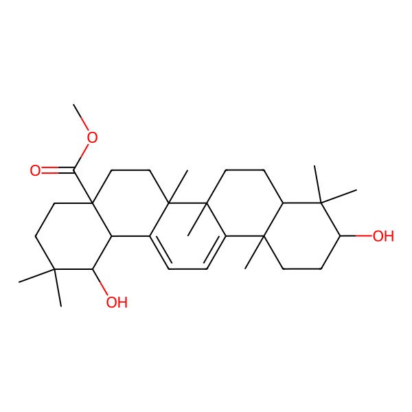 2D Structure of Methyl 1,10-dihydroxy-2,2,6a,6b,9,9,12a-heptamethyl-1,3,4,5,6,7,8,8a,10,11,12,14b-dodecahydropicene-4a-carboxylate
