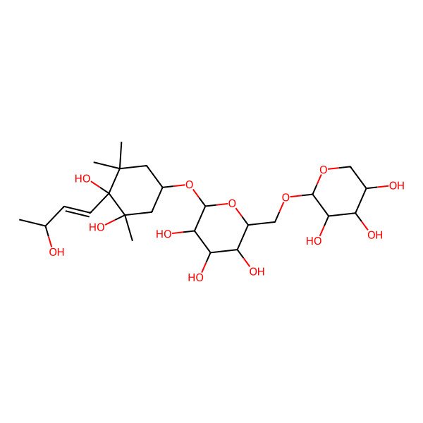 2D Structure of (2S,3R,4S,5R,6R)-2-[(1S,3R,4R)-3,4-dihydroxy-4-[(E,3R)-3-hydroxybut-1-enyl]-3,5,5-trimethylcyclohexyl]oxy-6-[[(2R,3S,4S,5S)-3,4,5-trihydroxyoxan-2-yl]oxymethyl]oxane-3,4,5-triol
