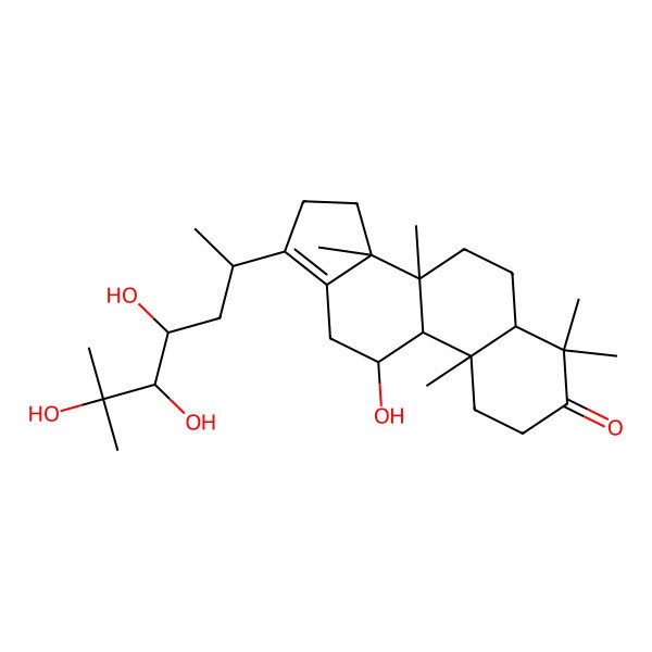 2D Structure of 11-Hydroxy-4,4,8,10,14-pentamethyl-17-(4,5,6-trihydroxy-6-methylheptan-2-yl)-1,2,5,6,7,9,11,12,15,16-decahydrocyclopenta[a]phenanthren-3-one