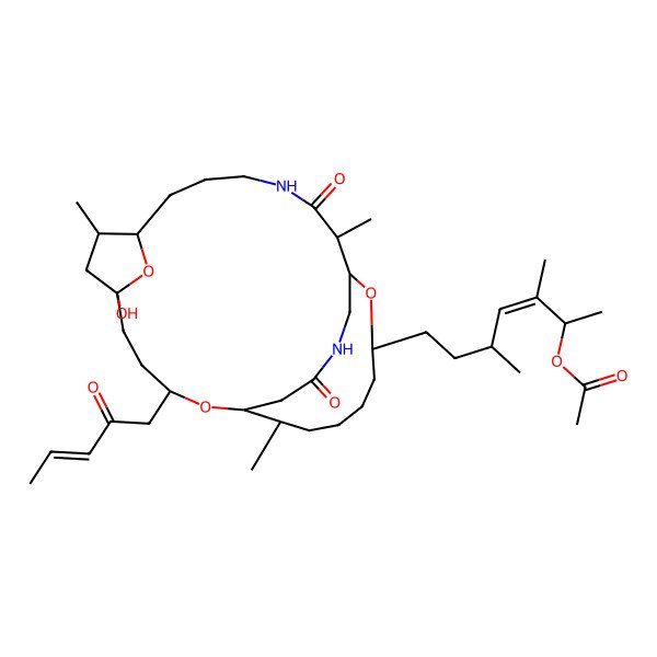 2D Structure of [7-[6-Hydroxy-8,15,23-trimethyl-14,25-dioxo-3-(2-oxopent-3-enyl)-2,17,28-trioxa-13,26-diazatricyclo[14.7.4.16,9]octacosan-18-yl]-3,5-dimethylhept-3-en-2-yl] acetate