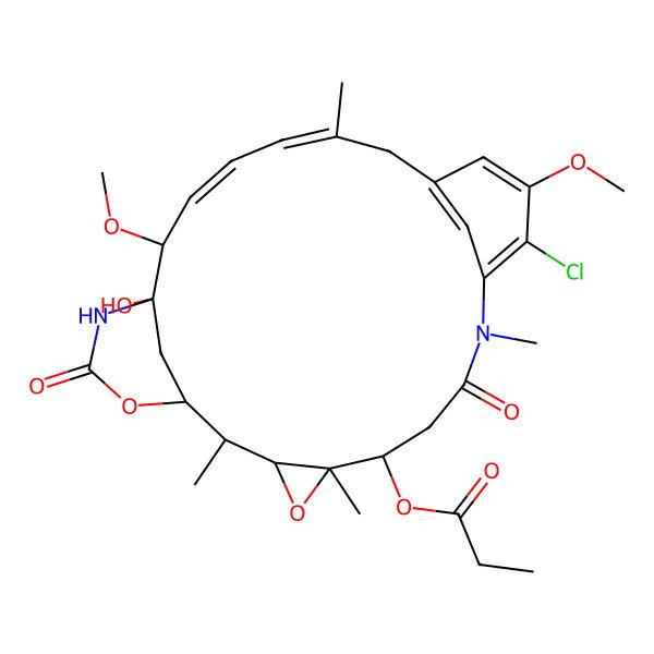 2D Structure of (11-Chloro-21-hydroxy-12,20-dimethoxy-2,5,9,16-tetramethyl-8,23-dioxo-4,24-dioxa-9,22-diazatetracyclo[19.3.1.110,14.03,5]hexacosa-10,12,14(26),16,18-pentaen-6-yl) propanoate
