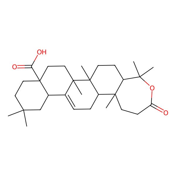 2D Structure of 1,2,8,8,15,20,20-Heptamethyl-18-oxo-19-oxapentacyclo[12.9.0.02,11.05,10.015,21]tricos-11-ene-5-carboxylic acid