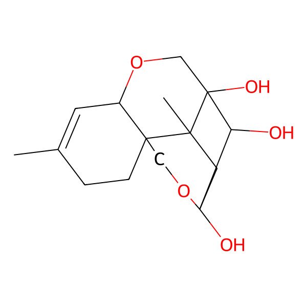 2D Structure of 7,13-Dimethyl-2,10-dioxatetracyclo[10.2.1.04,9.04,13]pentadec-7-ene-1,12,15-triol