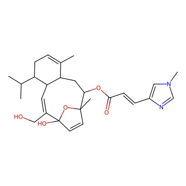 2D Structure of [(1S,2S,4R,8R,9S,10Z,12R)-12-hydroxy-11-(hydroxymethyl)-1,5-dimethyl-8-propan-2-yl-15-oxatricyclo[10.2.1.04,9]pentadeca-5,10,13-trien-2-yl] (E)-3-(1-methylimidazol-4-yl)prop-2-enoate