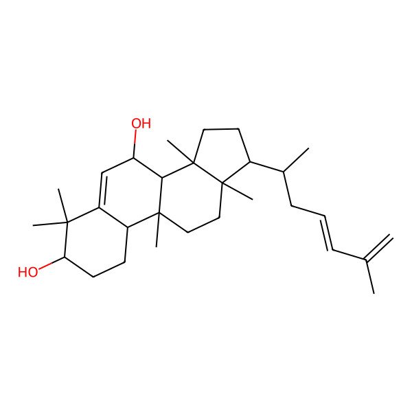 2D Structure of 4,4,9,13,14-pentamethyl-17-(6-methylhepta-4,6-dien-2-yl)-2,3,7,8,10,11,12,15,16,17-decahydro-1H-cyclopenta[a]phenanthrene-3,7-diol
