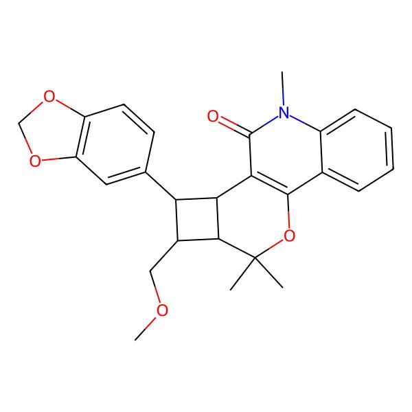 2D Structure of (11S,12R,13S,14S)-12-(1,3-benzodioxol-5-yl)-13-(methoxymethyl)-8,15,15-trimethyl-16-oxa-8-azatetracyclo[8.6.0.02,7.011,14]hexadeca-1(10),2,4,6-tetraen-9-one