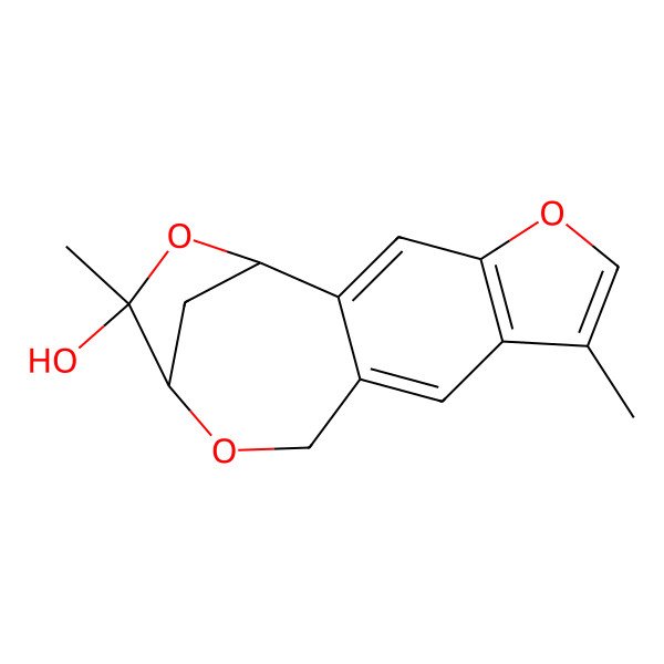 2D Structure of 7,14-Dimethyl-5,12,15-trioxatetracyclo[11.2.1.02,10.04,8]hexadeca-2,4(8),6,9-tetraen-14-ol