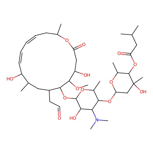 2D Structure of [(2S,3S,4R,6S)-6-[(2R,3S,4R,5R,6S)-6-[[(4R,5S,6S,7R,9R,10R,16R)-4,10-dihydroxy-5-methoxy-9,16-dimethyl-2-oxo-7-(2-oxoethyl)-1-oxacyclohexadeca-11,13-dien-6-yl]oxy]-4-(dimethylamino)-5-hydroxy-2-methyloxan-3-yl]oxy-4-hydroxy-2,4-dimethyloxan-3-yl] 3-methylbutanoate