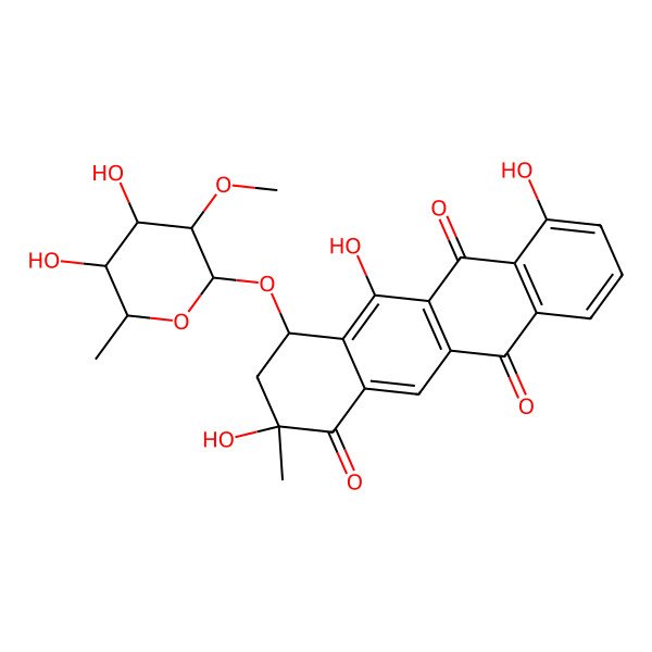 2D Structure of 4-(4,5-Dihydroxy-3-methoxy-6-methyloxan-2-yl)oxy-2,5,7-trihydroxy-2-methyl-3,4-dihydrotetracene-1,6,11-trione