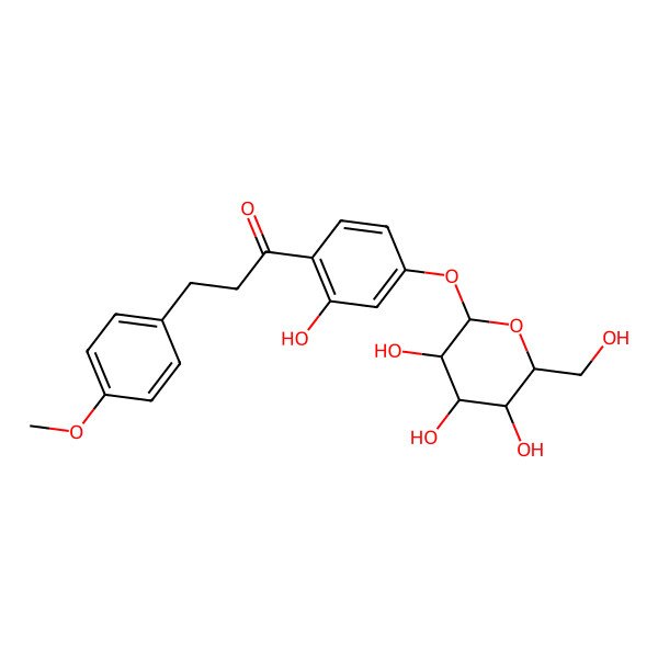 2D Structure of 1-[2-Hydroxy-4-[3,4,5-trihydroxy-6-(hydroxymethyl)oxan-2-yl]oxyphenyl]-3-(4-methoxyphenyl)propan-1-one