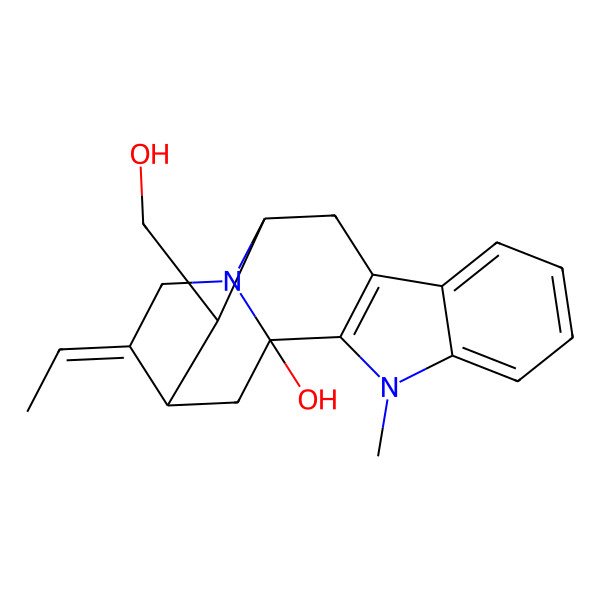 2D Structure of (1R,12S,13R,14R,15E)-15-ethylidene-13-(hydroxymethyl)-3-methyl-3,17-diazapentacyclo[12.3.1.02,10.04,9.012,17]octadeca-2(10),4,6,8-tetraen-1-ol