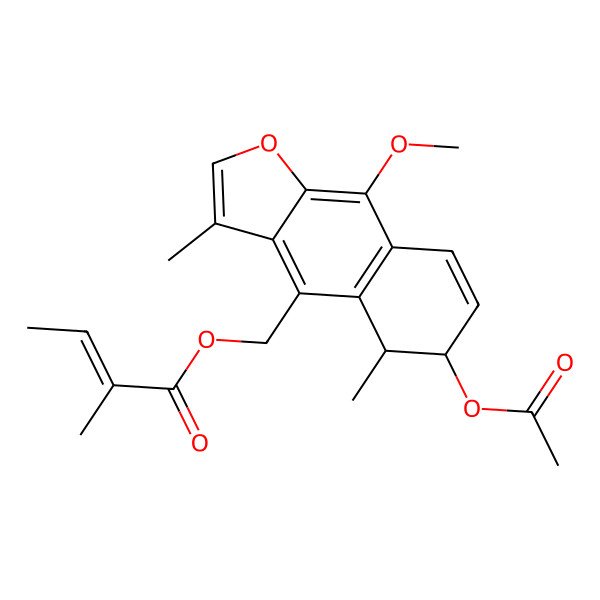 2D Structure of [(5R,6S)-6-acetyloxy-9-methoxy-3,5-dimethyl-5,6-dihydrobenzo[f][1]benzofuran-4-yl]methyl (Z)-2-methylbut-2-enoate