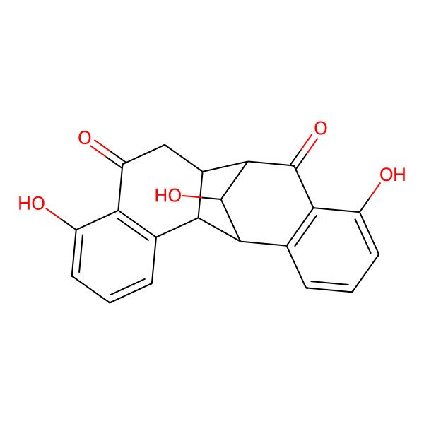 2D Structure of 7,15,20-Trihydroxypentacyclo[10.7.1.02,11.03,8.014,19]icosa-3(8),4,6,14(19),15,17-hexaene-9,13-dione