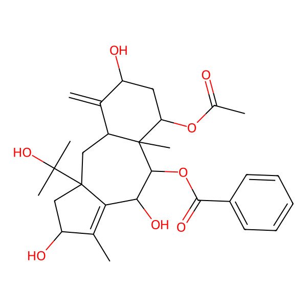2D Structure of [6-acetyloxy-2,4,8-trihydroxy-10a-(2-hydroxypropan-2-yl)-3,5a-dimethyl-9-methylidene-2,4,5,6,7,8,9a,10-octahydro-1H-benzo[g]azulen-5-yl] benzoate