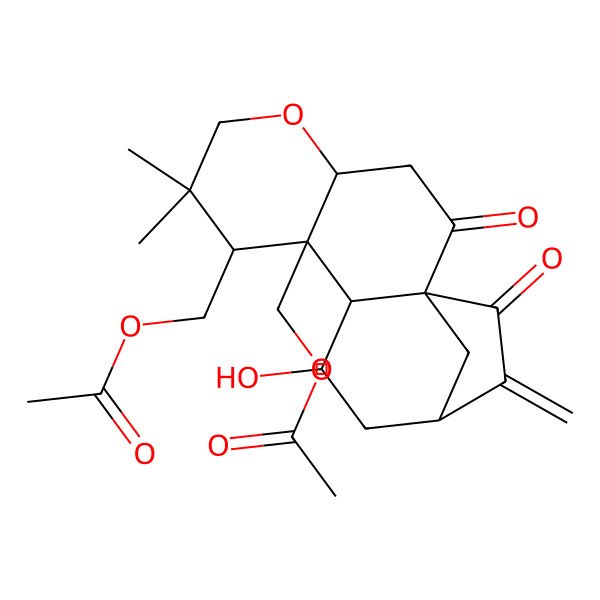 2D Structure of [9-(Acetyloxymethyl)-11-hydroxy-7,7-dimethyl-14-methylidene-2,15-dioxo-5-oxatetracyclo[11.2.1.01,10.04,9]hexadecan-8-yl]methyl acetate