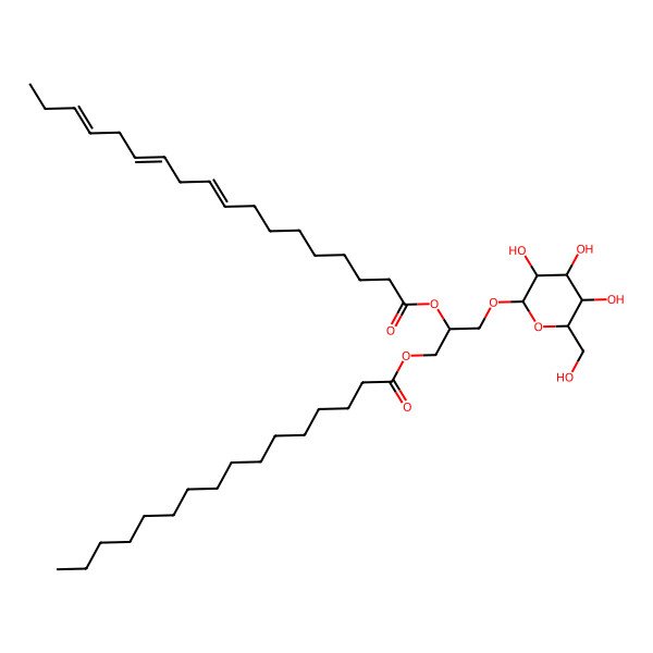 2D Structure of [(2S)-1-hexadecanoyloxy-3-[(2R,3R,4S,5R,6R)-3,4,5-trihydroxy-6-(hydroxymethyl)oxan-2-yl]oxypropan-2-yl] (9Z,12Z,15Z)-octadeca-9,12,15-trienoate