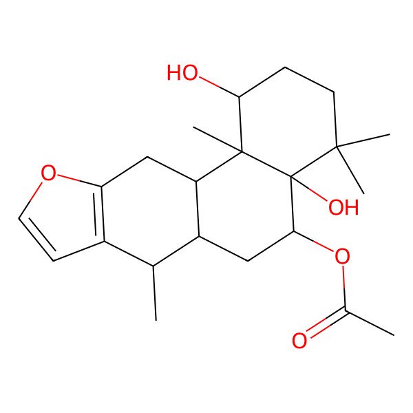 2D Structure of (1,4a-dihydroxy-4,4,7,11b-tetramethyl-2,3,5,6,6a,7,11,11a-octahydro-1H-naphtho[2,1-f][1]benzofuran-5-yl) acetate