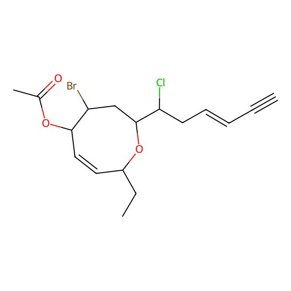 2D Structure of [(2R,4R,5R,6Z,8R)-4-bromo-2-[(Z)-1-chlorohex-3-en-5-ynyl]-8-ethyl-3,4,5,8-tetrahydro-2H-oxocin-5-yl] acetate