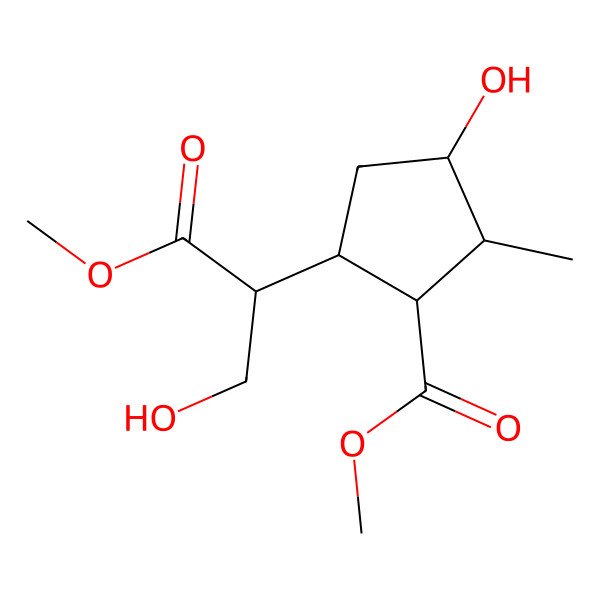 2D Structure of methyl (1R,2R,3S,5S)-3-hydroxy-5-[(2S)-3-hydroxy-1-methoxy-1-oxopropan-2-yl]-2-methylcyclopentane-1-carboxylate