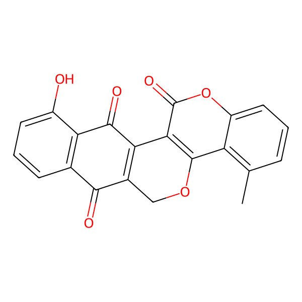 2D Structure of 5-Hydroxy-16-methyl-13,21-dioxapentacyclo[12.8.0.02,11.04,9.015,20]docosa-1(14),2(11),4(9),5,7,15,17,19-octaene-3,10,22-trione