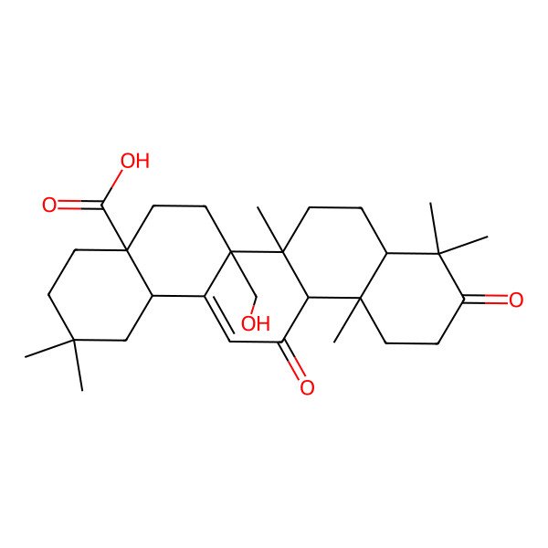 2D Structure of 6a-(Hydroxymethyl)-2,2,6b,9,9,12a-hexamethyl-10,13-dioxo-1,3,4,5,6,6a,7,8,8a,11,12,14b-dodecahydropicene-4a-carboxylic acid