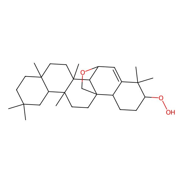 2D Structure of 19-Hydroperoxy-4,7,7,10,13,18,18-heptamethyl-24-oxahexacyclo[13.7.2.01,14.04,13.05,10.017,22]tetracos-16-ene