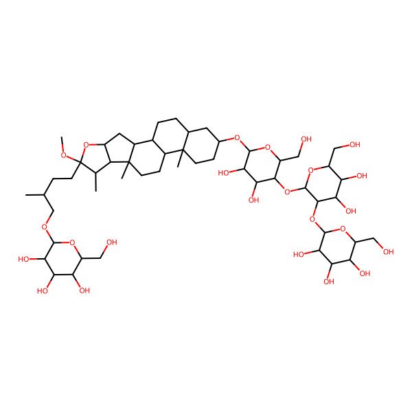 2D Structure of 2-[4-[16-[5-[4,5-Dihydroxy-6-(hydroxymethyl)-3-[3,4,5-trihydroxy-6-(hydroxymethyl)oxan-2-yl]oxyoxan-2-yl]oxy-3,4-dihydroxy-6-(hydroxymethyl)oxan-2-yl]oxy-6-methoxy-7,9,13-trimethyl-5-oxapentacyclo[10.8.0.02,9.04,8.013,18]icosan-6-yl]-2-methylbutoxy]-6-(hydroxymethyl)oxane-3,4,5-triol