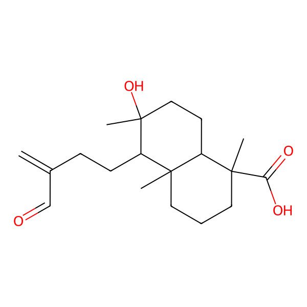 2D Structure of 5-(3-formylbut-3-enyl)-6-hydroxy-1,4a,6-trimethyl-3,4,5,7,8,8a-hexahydro-2H-naphthalene-1-carboxylic acid