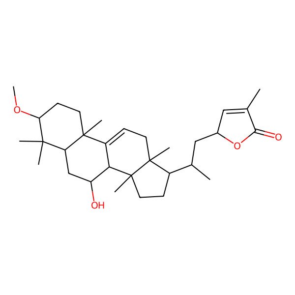 2D Structure of 2-[2-(7-hydroxy-3-methoxy-4,4,10,13,14-pentamethyl-2,3,5,6,7,8,12,15,16,17-decahydro-1H-cyclopenta[a]phenanthren-17-yl)propyl]-4-methyl-2H-furan-5-one