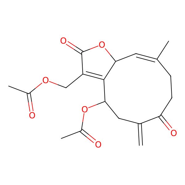 2D Structure of [(4S,10E,11aR)-4-acetyloxy-10-methyl-6-methylidene-2,7-dioxo-5,8,9,11a-tetrahydro-4H-cyclodeca[b]furan-3-yl]methyl acetate