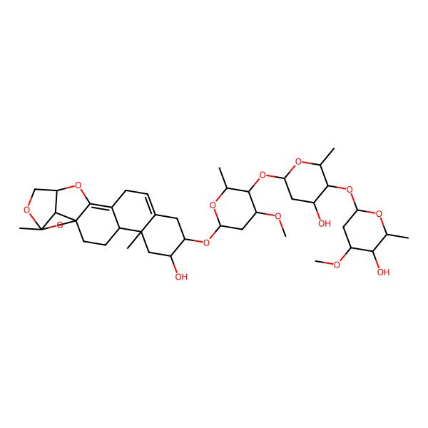 2D Structure of (1R,4R,5R,7R,8R,16S,19S,22R)-8-[(2S,4S,5R,6R)-5-[(2S,4S,5S,6R)-4-hydroxy-5-[(2S,4R,5S,6S)-5-hydroxy-4-methoxy-6-methyloxan-2-yl]oxy-6-methyloxan-2-yl]oxy-4-methoxy-6-methyloxan-2-yl]oxy-5,19-dimethyl-15,18,20-trioxahexacyclo[14.5.1.01,14.04,13.05,10.019,22]docosa-10,13-dien-7-ol