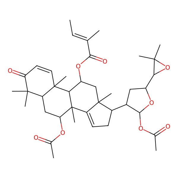 2D Structure of [7-Acetyloxy-17-[2-acetyloxy-5-(3,3-dimethyloxiran-2-yl)oxolan-3-yl]-4,4,8,10,13-pentamethyl-3-oxo-5,6,7,9,11,12,16,17-octahydrocyclopenta[a]phenanthren-11-yl] 2-methylbut-2-enoate