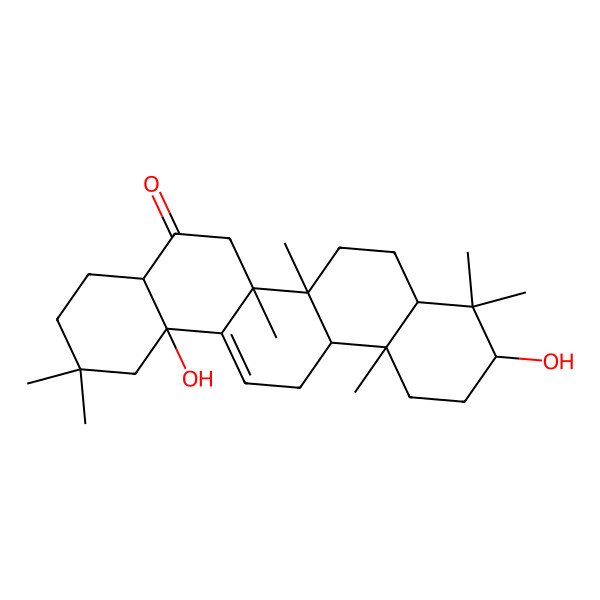 2D Structure of 10,14b-dihydroxy-2,2,6a,6b,9,9,12a-heptamethyl-3,4,4a,6,6a,7,8,8a,10,11,12,13-dodecahydro-1H-picen-5-one
