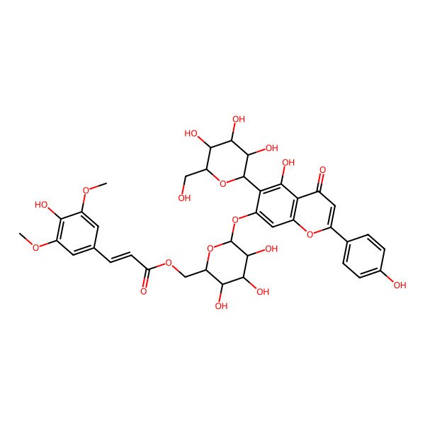 2D Structure of [(2R,3S,4S,5R,6S)-3,4,5-trihydroxy-6-[5-hydroxy-2-(4-hydroxyphenyl)-4-oxo-6-[(2S,3R,4R,5S,6R)-3,4,5-trihydroxy-6-(hydroxymethyl)oxan-2-yl]chromen-7-yl]oxyoxan-2-yl]methyl (E)-3-(4-hydroxy-3,5-dimethoxyphenyl)prop-2-enoate