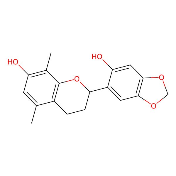 2D Structure of 7,2'-Dihydroxy-5,8-dimethyl-4',5'-methylenedioxyflavan 2D Structure of 7,2'-Dihydroxy-5,8-dimethyl-4',5'-methylenedioxyflavan