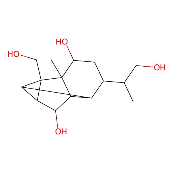 2D Structure of (1S,2R,3S,4S,5R,6R,7S,8R,10R)-3-(hydroxymethyl)-10-[(2S)-1-hydroxypropan-2-yl]-7-methyltetracyclo[4.4.0.02,4.03,7]decane-5,8-diol